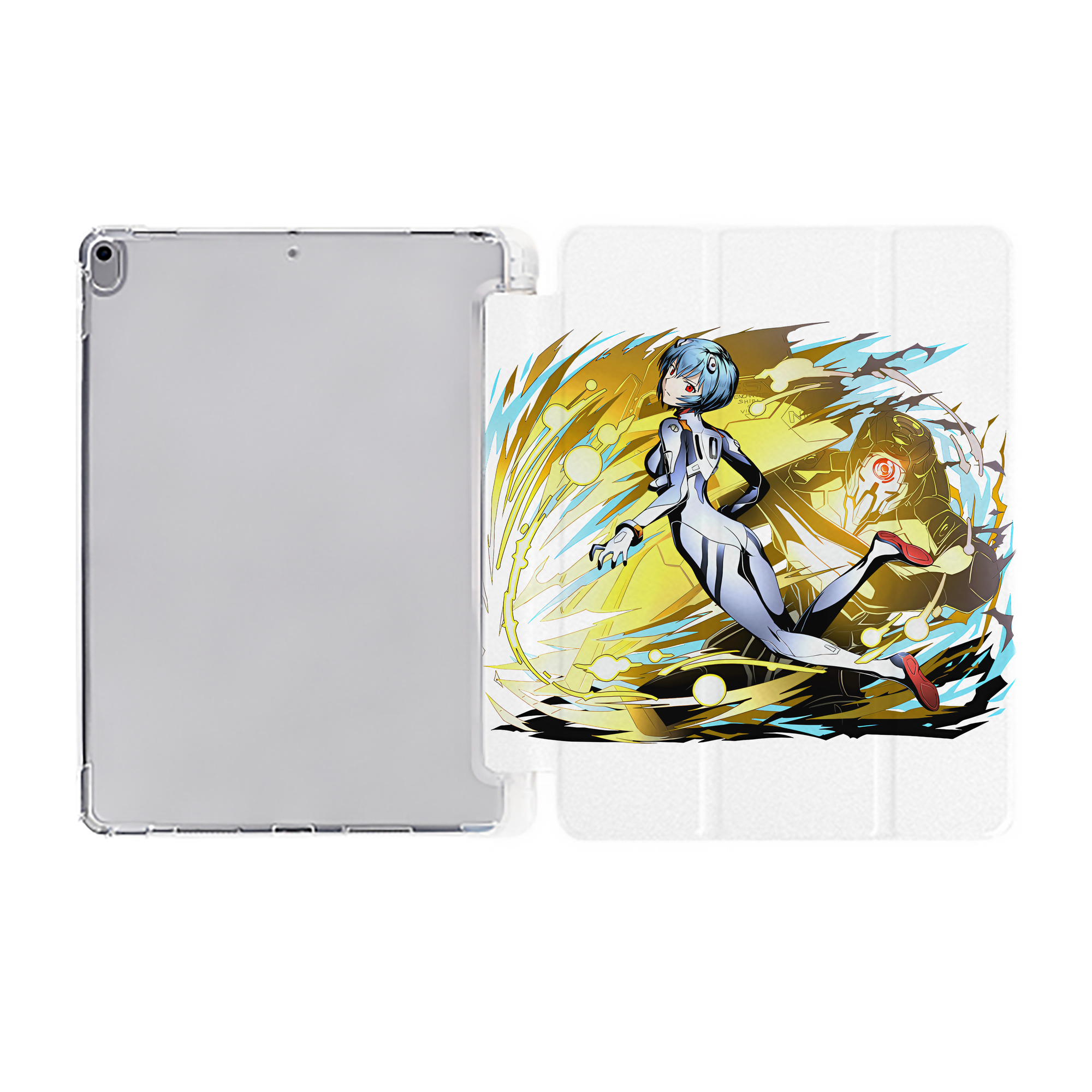 （画像用） EVA 新世紀エヴァンゲリオン IPad ケース ペン収納付き 三つ折りスタンド PUレザー×シリコン 対応機種9.5/10.5/10.9インチ